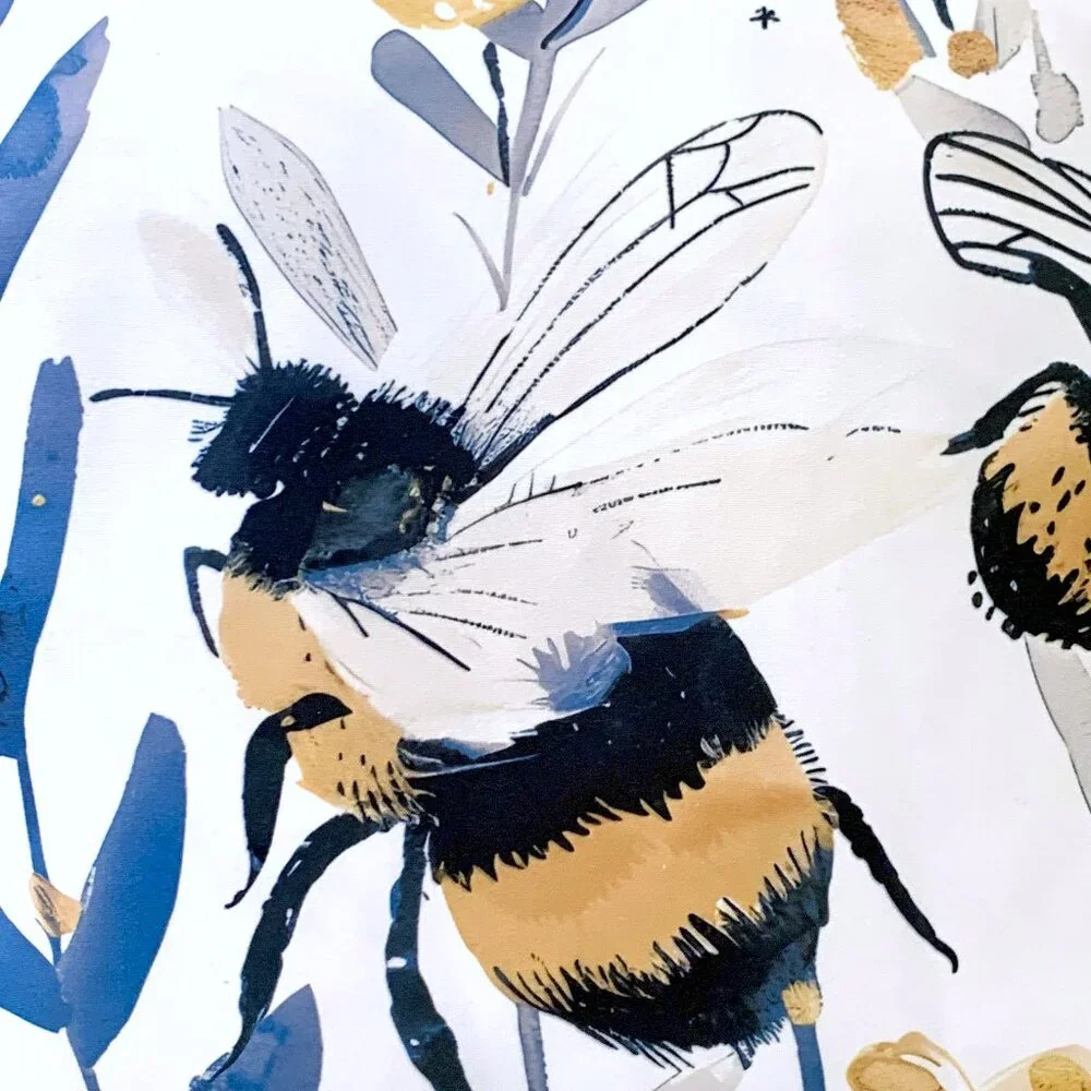 18" Sq Wildflower Meadow Flower Floral Bees Bumblebees Decorative Pillow Cover - Picture 3 of 6